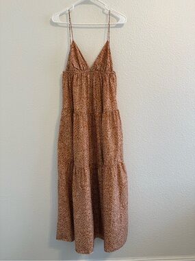 Matteau Rust Floral Tiered Organic Cotton Poplin Maxi Dress Size US 2/4